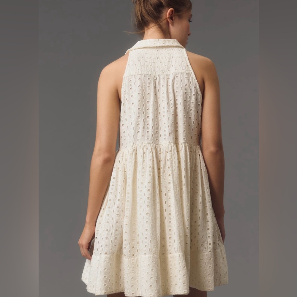 Anthropologie Maeve Halter Eyelet Mini Dress Medium NWT - Picture 3 of 10